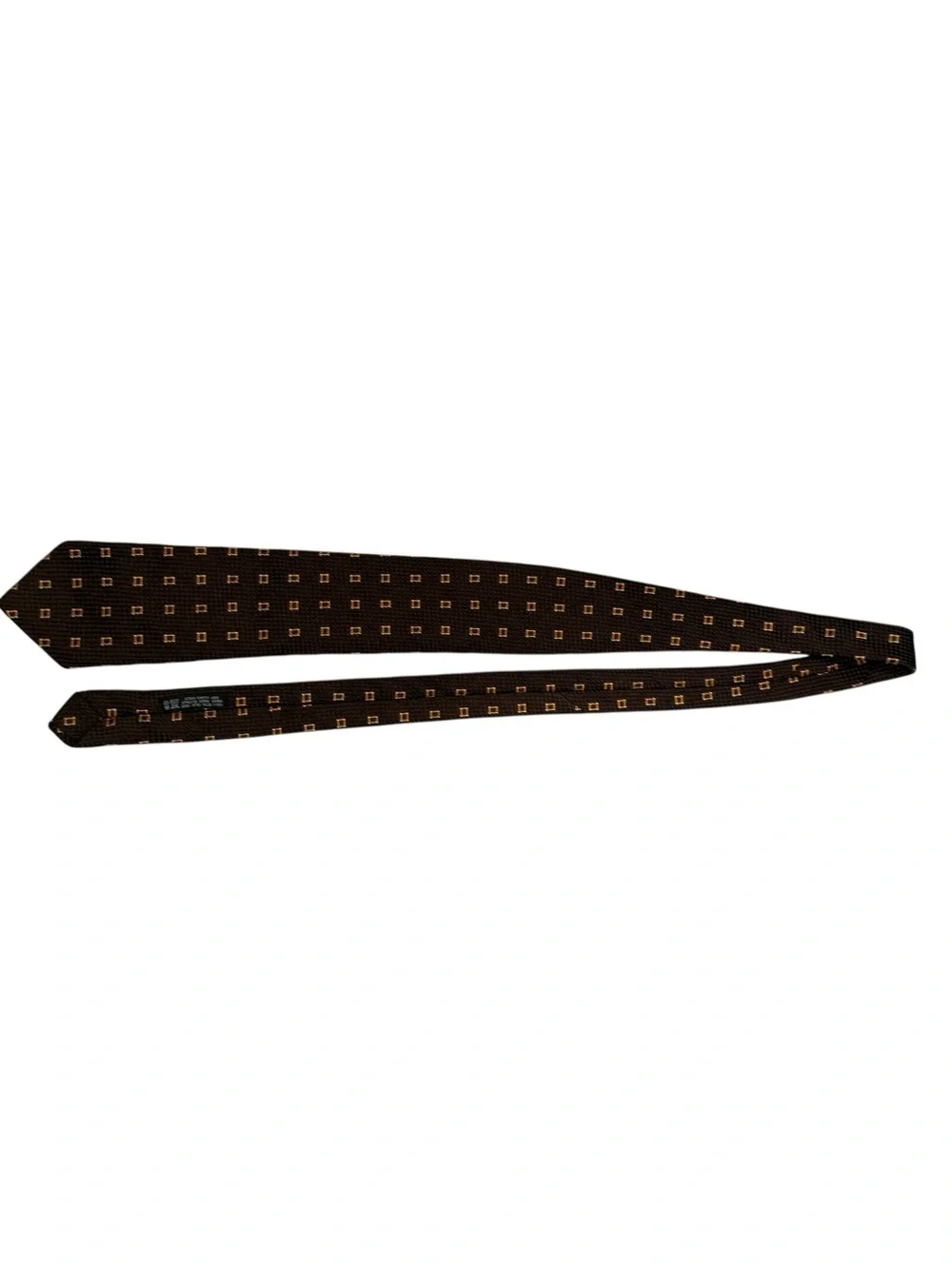 Vintage Yves Saint Laurent Brown 100% Silk Tie with Microdot Motif